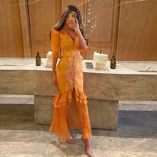 Load image into Gallery viewer, Casual Printed Ruffle Long Dress