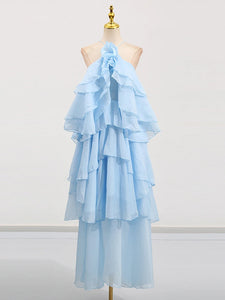Solid Spliced Ruffles Elegant Dress