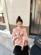 Load image into Gallery viewer, Satin Blouses Stylish Big Bow Shirt