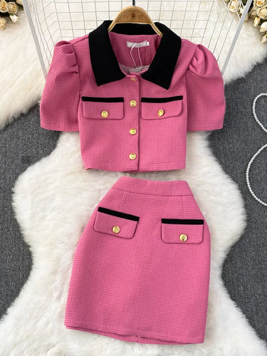 Bubble Sleeve  Skirt Suit