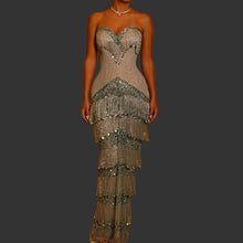 Load image into Gallery viewer, Deco Royale Crystal Fringe Gown