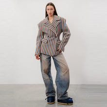 Load image into Gallery viewer, Elegant Striped  Blazer Lapel Full Sleeve