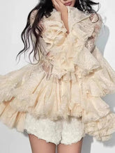 Load image into Gallery viewer, Sheer Spliced Ruffles Folds Mini Dress