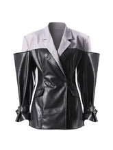 Load image into Gallery viewer, Fashion PU Leather Patchwork Blazer