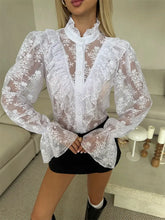 Load image into Gallery viewer, Lace Ruffled Printed Shirt