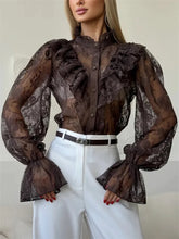 Load image into Gallery viewer, Lace Ruffled Printed Shirt