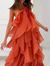 Load image into Gallery viewer, Solid Spliced Ruffles Elegant Dress