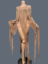 Load image into Gallery viewer, Mesh See Through Tassel Cloak Mini Dress