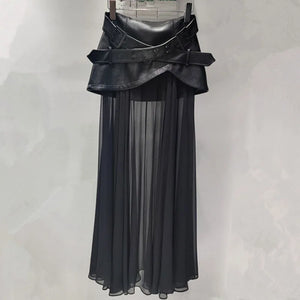 PU Leather Long Skirt