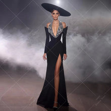 Load image into Gallery viewer, Crystal V Neck Evening Dress