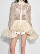Load image into Gallery viewer, Sheer Spliced Ruffles Folds Mini Dress