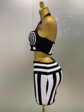 Load image into Gallery viewer, Bodycon Striped Bandage Skirt Set