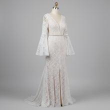 Load image into Gallery viewer, Long Split Bell Sleeves Boho Bridal Gowns