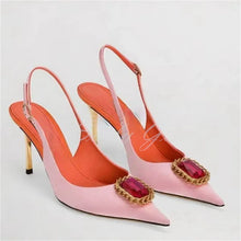 Load image into Gallery viewer, Rosé Jewel Slingback Heels