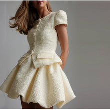 Load image into Gallery viewer, Tweed Puffy Sleeve Shirt Bubble Skirt Set