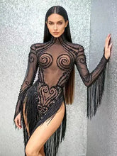 Load image into Gallery viewer, Tassel Mesh Transparent Dress