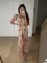 Load image into Gallery viewer, Casual Printed Ruffle Long Dress