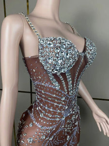 Stunning Crystals Mesh Stretch Dress