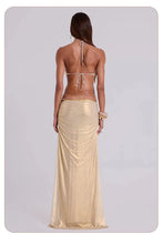 Load image into Gallery viewer, Metallic Backless Evening Dress