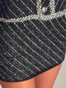 Elegant Tweed Jackets Mini Skirt Set