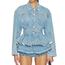 Load image into Gallery viewer, New Style Long-sleeve With Belt Waist Denim