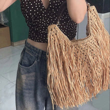 Load image into Gallery viewer, Bohemian Fringe Straw Tote