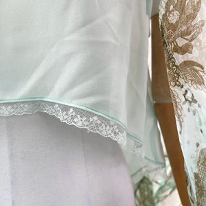 Pure Silk Mint Green Pearl  Skirt Set