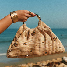 Load image into Gallery viewer, Boho Beaded Straw Handbag