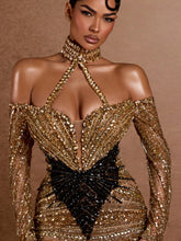 Load image into Gallery viewer, Beaded Crystal Sheath Long Evening Dress