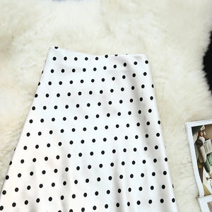 Vintage Polka Dot Satin Mermaid Skirt