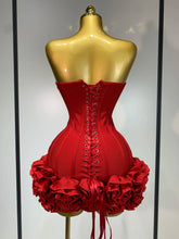 Load image into Gallery viewer, Strapless Flower Prom Gown Mini Dress