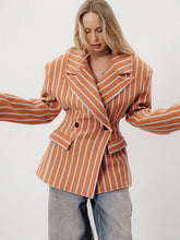 Load image into Gallery viewer, Elegant Striped  Blazer Lapel Full Sleeve