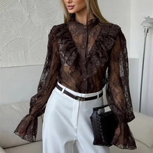 Load image into Gallery viewer, Lace Ruffled Printed Shirt