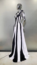 Load image into Gallery viewer, White and Black Bandage long Dress