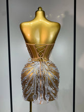 Load image into Gallery viewer, Strapless Rhinestones  Mini Dress