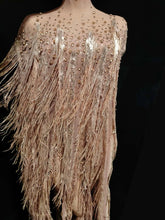 Load image into Gallery viewer, Mesh See Through Tassel Cloak Mini Dress