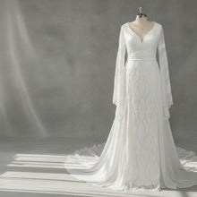 Load image into Gallery viewer, Long Split Bell Sleeves Boho Bridal Gowns