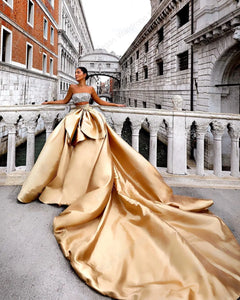 Big Bow Satin Long Party Skirt