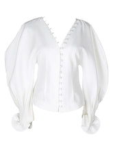 Load image into Gallery viewer, Waist Short White Blouse