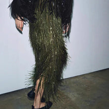 Load image into Gallery viewer, Elegant Tassel Sequin Irregular Long Skirt