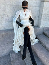 Load image into Gallery viewer, Solid White Ruffle Maxi Dress