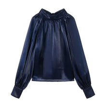 Load image into Gallery viewer, Satin Blouses Stylish Big Bow Shirt