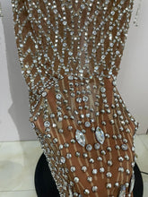 Load image into Gallery viewer, Rhinestones Tassel Transparent Mesh Stretch Dress