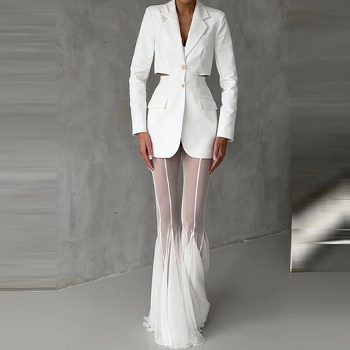 See Through Mesh Flare Pants