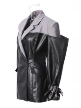 Load image into Gallery viewer, Fashion PU Leather Patchwork Blazer