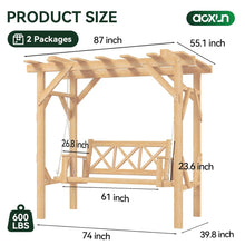 Load image into Gallery viewer, Cedar Wood Pergola Swing Bench 3-Seat
