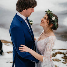 Load image into Gallery viewer, Long Split Bell Sleeves Boho Bridal Gowns