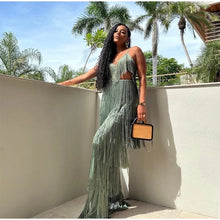 Load image into Gallery viewer, Chic Tassel Halter Trouser Suit