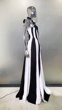 Load image into Gallery viewer, White and Black Bandage long Dress