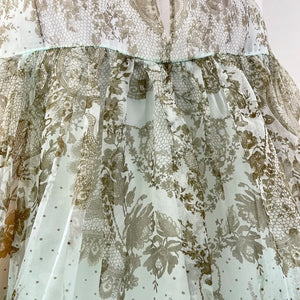 Pure Silk Mint Green Pearl  Skirt Set